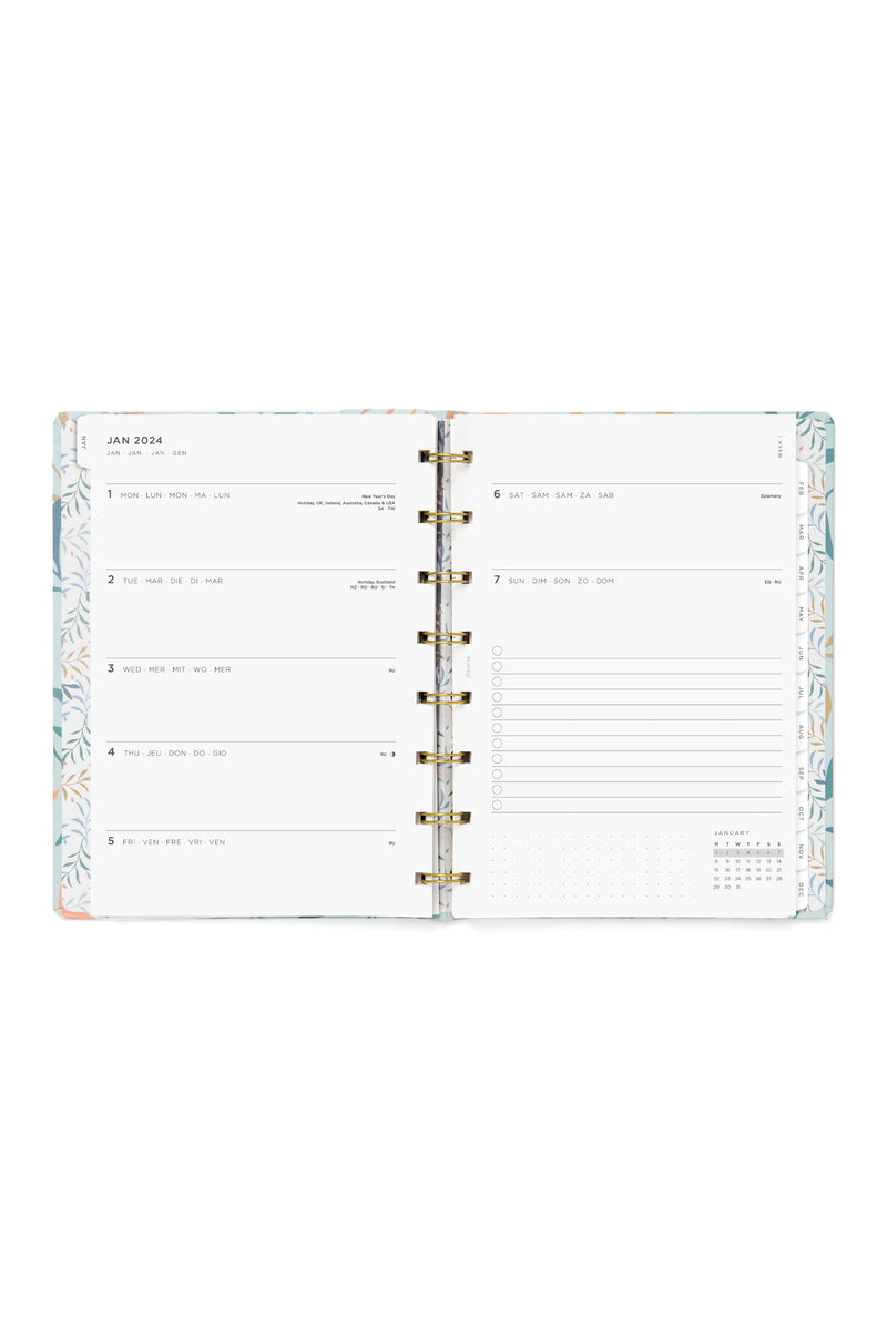 Filofax Planner Botanical A5 Week to View Mint 2024