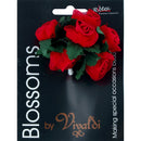 Ribtex Blossoms 6 Head Red Small Roses with Leaves