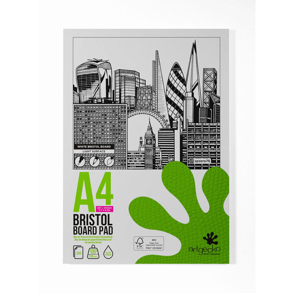 ArtGecko Pro 20 Sheets 250gsm White Bristol Board Pad#Size_A4
