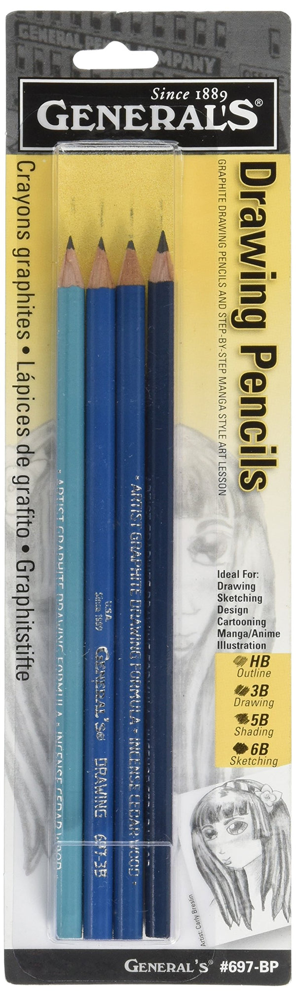 General's Drawing Pencils Set (HB 3B 5B 8B BP)