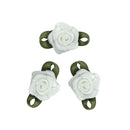 Ribtex Blossoms White Grub Roses with Leaves Pack of 10