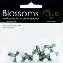 Ribtex Blossoms White Grub Roses with Leaves Pack of 10