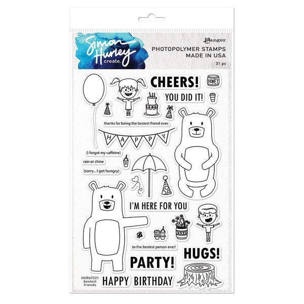 Simon Hurley create. Photopolymer 31 Piece Stamp Set Bestest Friends