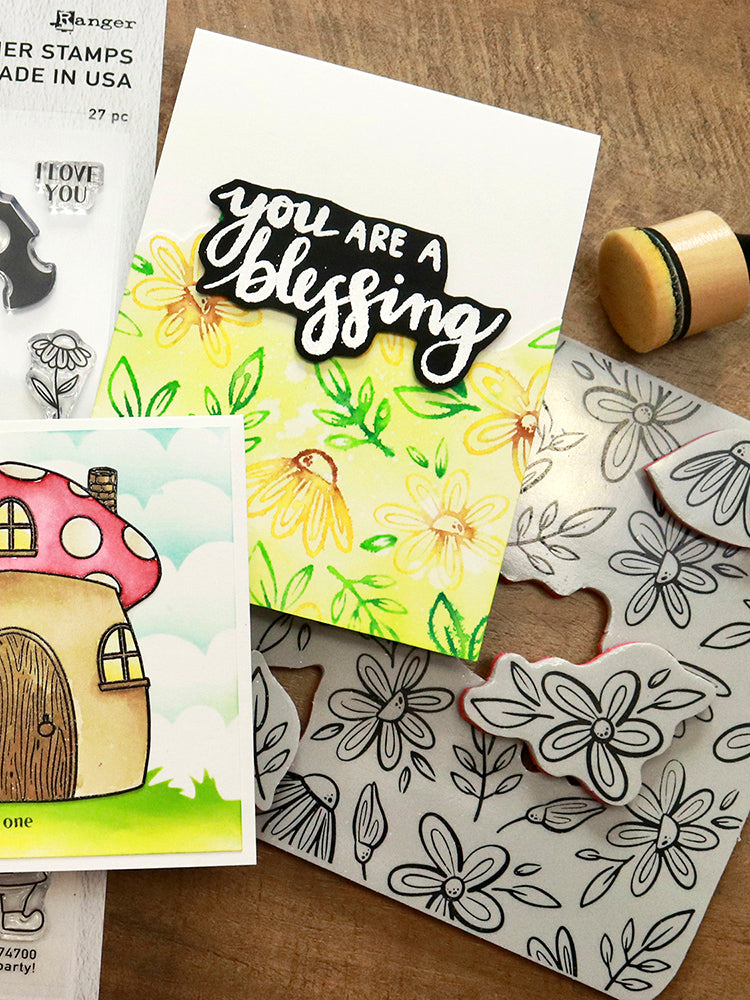 Simon Hurley create. 6" X 6" Background Cling Stamp Playful Petals