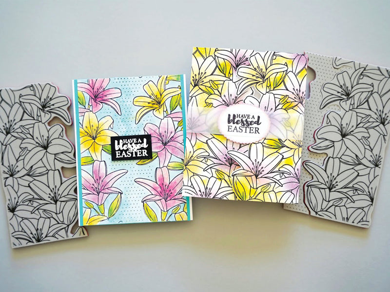 Simon Hurley create. 6" X 6" Background Cling Stamp Lovely Lilies