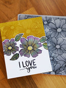 Simon Hurley create. 6" X 6" Background Cling Stamp Sketched Bouquet