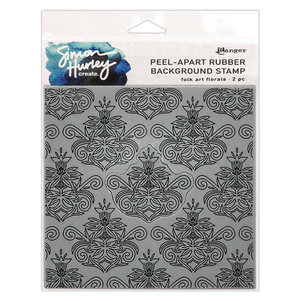 Simon Hurley create. 6" X 6" Background Cling Stamp Folk Art Florals