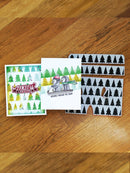 Simon Hurley create. 6" X 6" Background Cling Stamp Evergreens