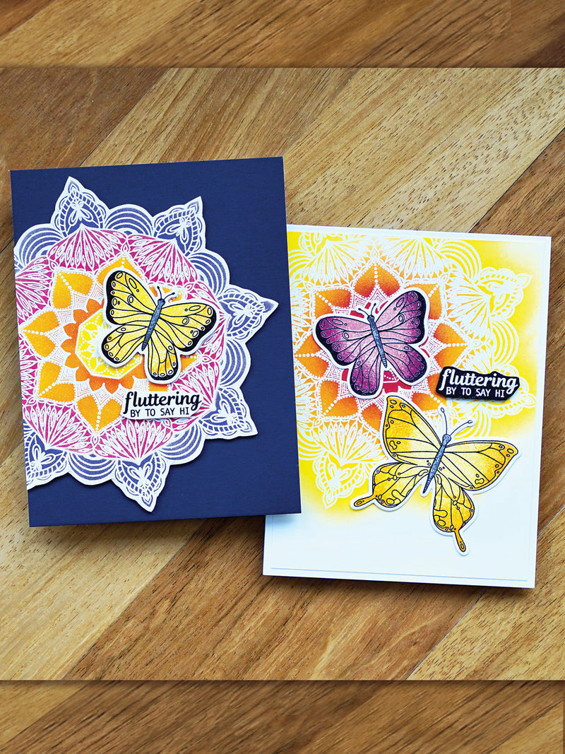 Simon Hurley create. 6" X 6" Background Cling Stamp Flowering Mandala