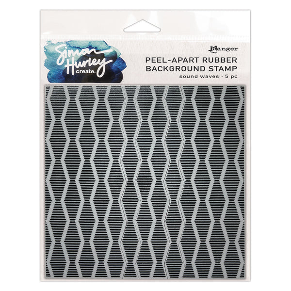 Simon Hurley create. 6" X 6" Background Cling Stamp Sound Waves