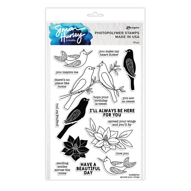 Simon Hurley create. Photopolymer 18 Piece Stamp Set Spread Your Wings