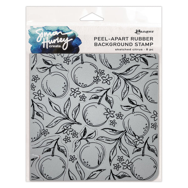 Simon Hurley create. 6" X 6" Background Cling Stamp Sketched Citrus