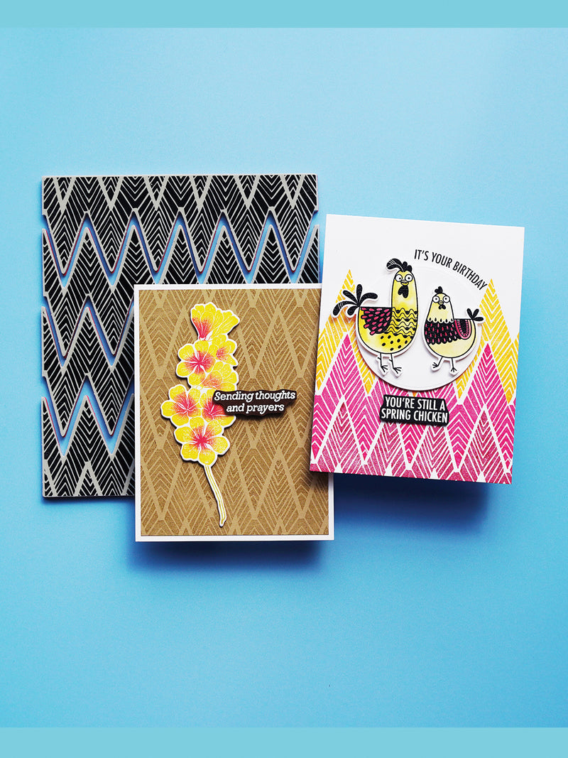 Simon Hurley create. 6" X 6" Background Cling Stamp Funky Chevron