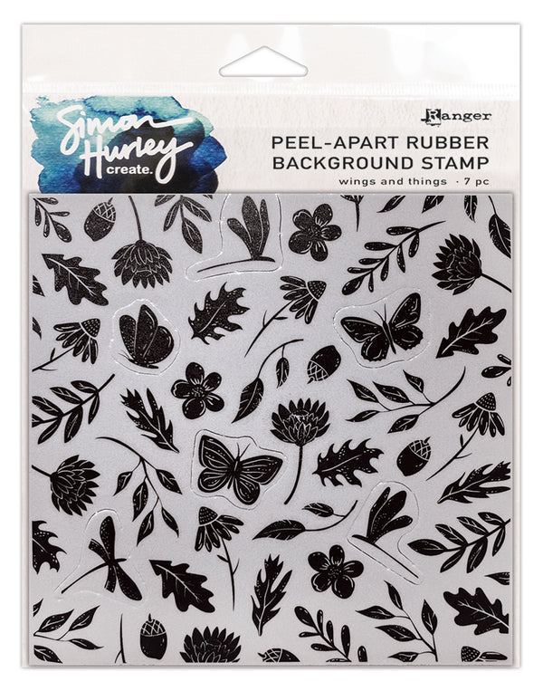 Simon Hurley create. 6" X 6" Background Cling Stamp Wings and Things