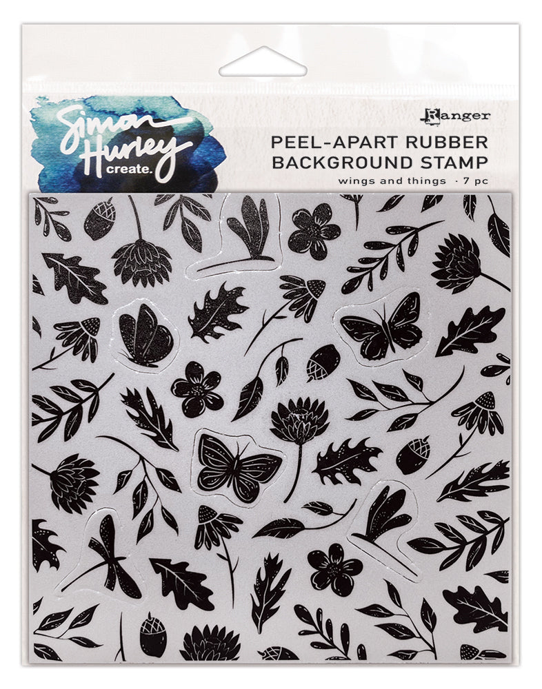 Simon Hurley create. 6" X 6" Background Cling Stamp Wings and Things