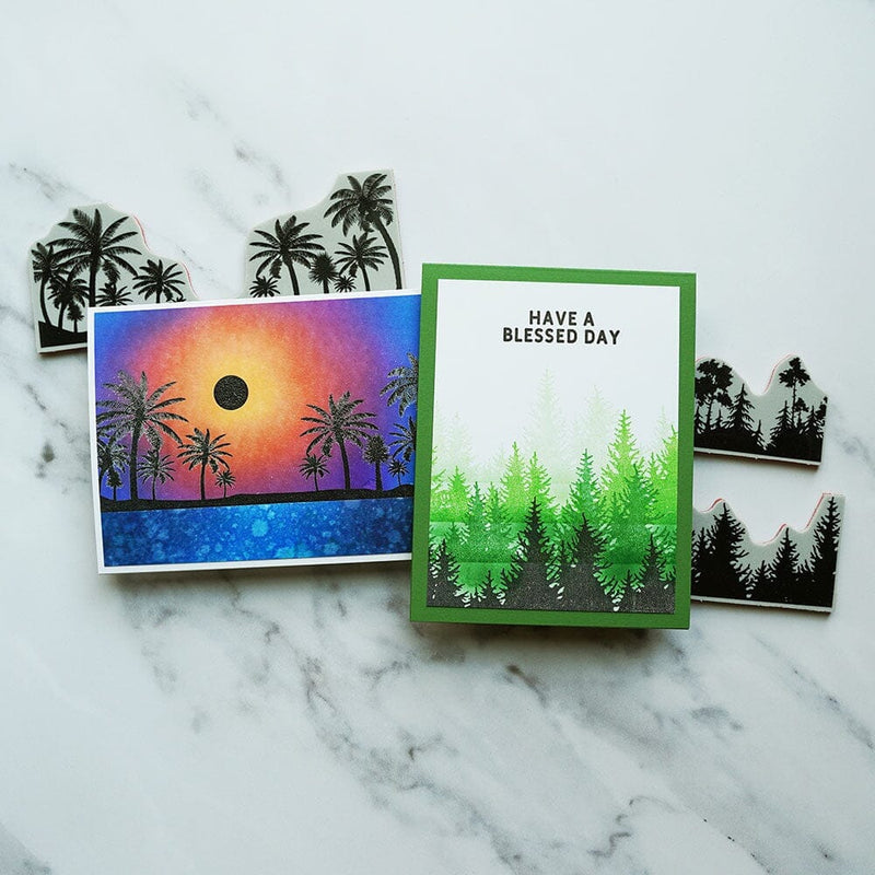 Simon Hurley create. 6" X 6" Background Cling Stamp Treescapes