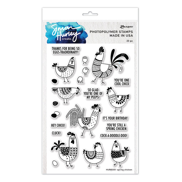 Simon Hurley create. Photopolymer 23 Piece Stamp Set Spring Chicken