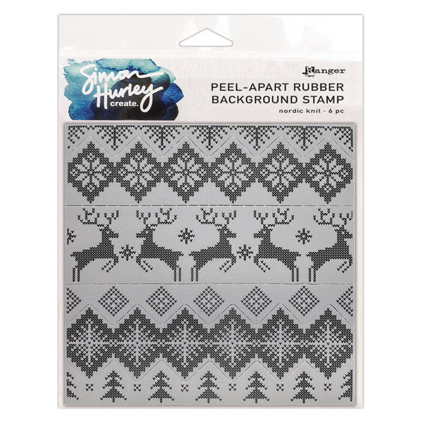Simon Hurley create. 6" X 6" Background Cling Stamp Nordic Knit