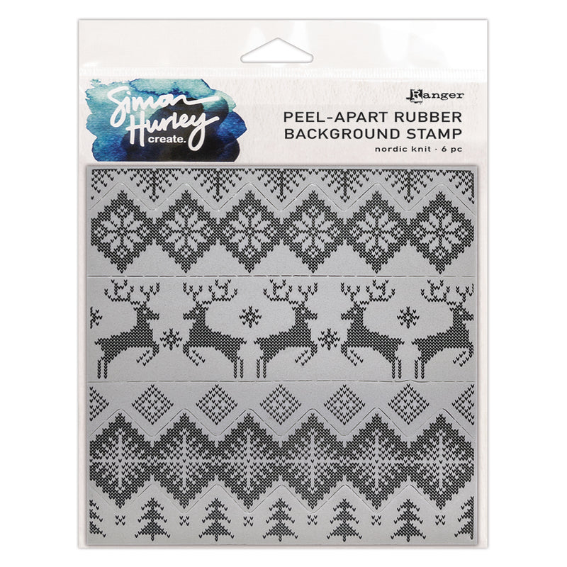 Simon Hurley create. 6" X 6" Background Cling Stamp Nordic Knit
