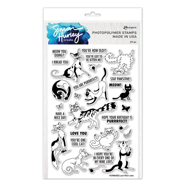 Simon Hurley create. Photopolymer 29 Piece Stamp Set Purrfect Cats