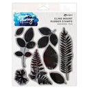 Simon Hurley create. 6" X 6" Background Cling Stamp Leaf Prints