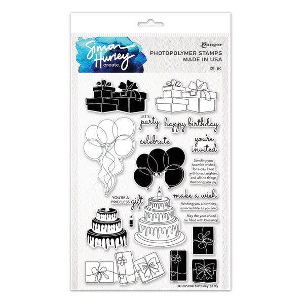 Simon Hurley create. 6" x 9" Clear Stamps Birthday Party