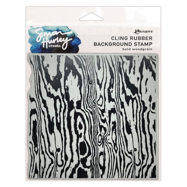 Simon Hurley create. 6" x 6" Clear Background Stamps Bold Woodgrain