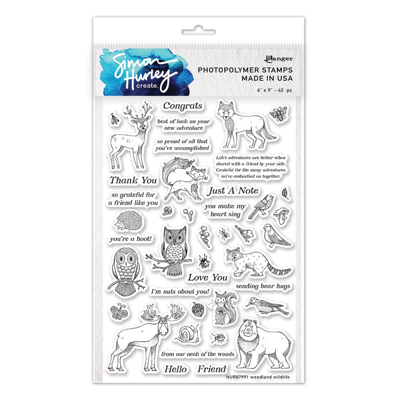 Simon Hurley create. 6" x 9" Clear Stamps Woodland Wildlife