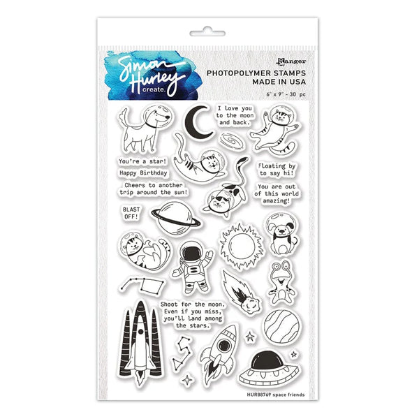 Simon Hurley create. 4" x 6" Clear Stamps Space Friends