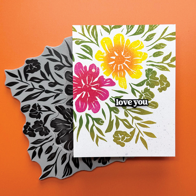 Simon Hurley create. 6" X 6" Background Cling Stamp Whimsical Florals