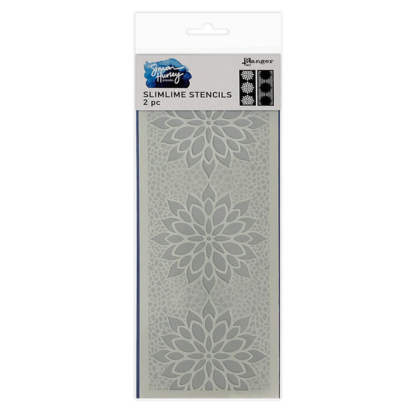 Simon Hurley create. Slimline 4" X 9" Stencil Mosaic Florals