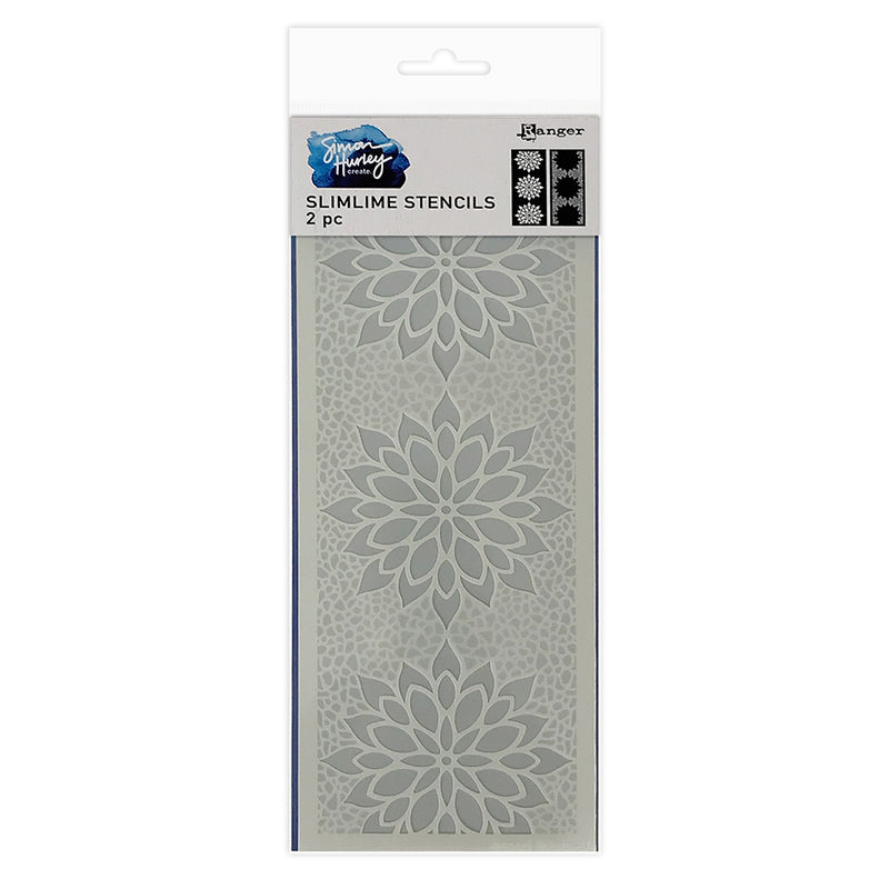 Simon Hurley create. Slimline 4" X 9" Stencil Mosaic Florals