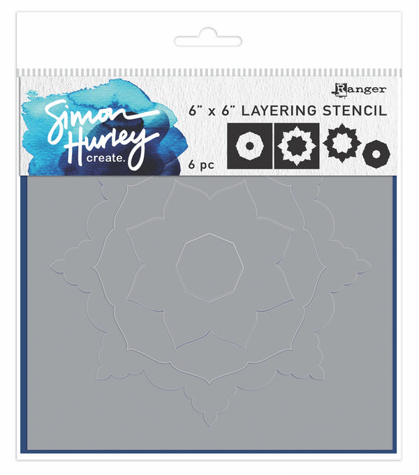 Simon Hurley create. 6" x 6" Layering Stencil Flowering Mandala