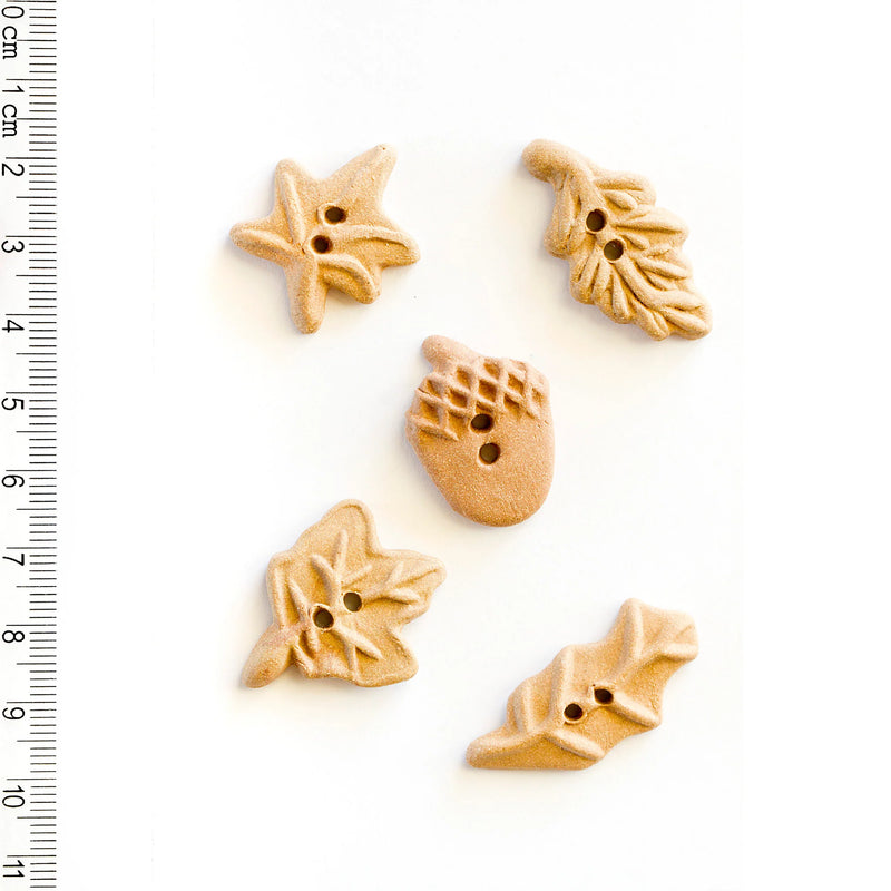 Incomparable Buttons - Leaves & Acorn L106 - Card of 5