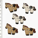 Incomparable Buttons - Brown Horses L121 - Card of 5