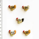 Incomparable Buttons - Roosters L133 - Card of 5