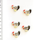 Incomparable Buttons - White Chickens L135 - Card of 5