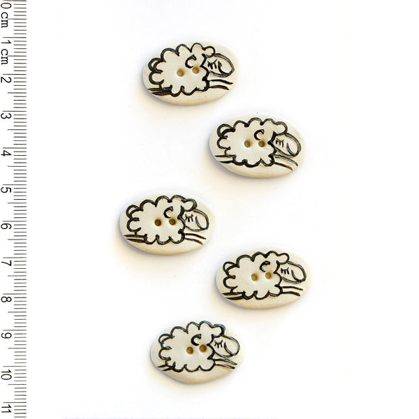 Incomparable Buttons - Oval Sheep L142 - Card of 5