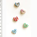 Incomparable Buttons - Striped Hearts L193 - Card of 5