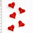 Incomparable Buttons - Red Hearts L195 - Card of 5