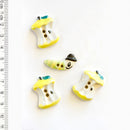 Incomparable Buttons - Worm & Apple Cores L001 - Card of 4