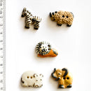 Incomparable Buttons - Assorted Animals L253 - Card of 5