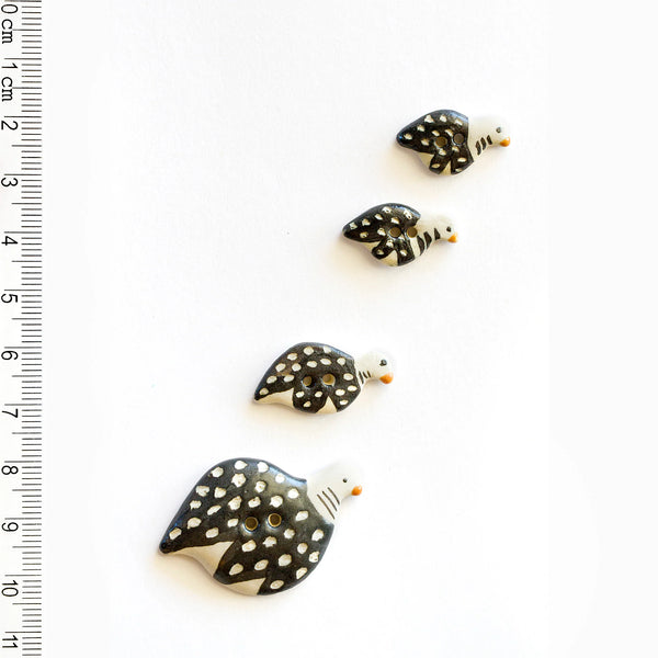 Incomparable Buttons - Black & White Hens L269 - Card of 4