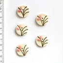 Incomparable Buttons - Cream & Pink L297 - Card of 5