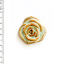 Incomparable Buttons - Large Blue & Fawn Flower L340 - Card of 1