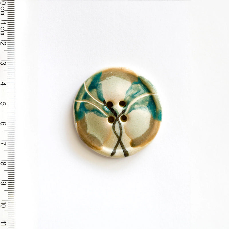 Incomparable Buttons - Large Brown & Grey Flower L342 - Card of 1