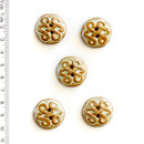 Incomparable Buttons - Brown & White Pattern Round L361 - Card of 5