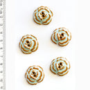 Incomparable Buttons - Fawn & Aqua Flowers L367 - Card of 5