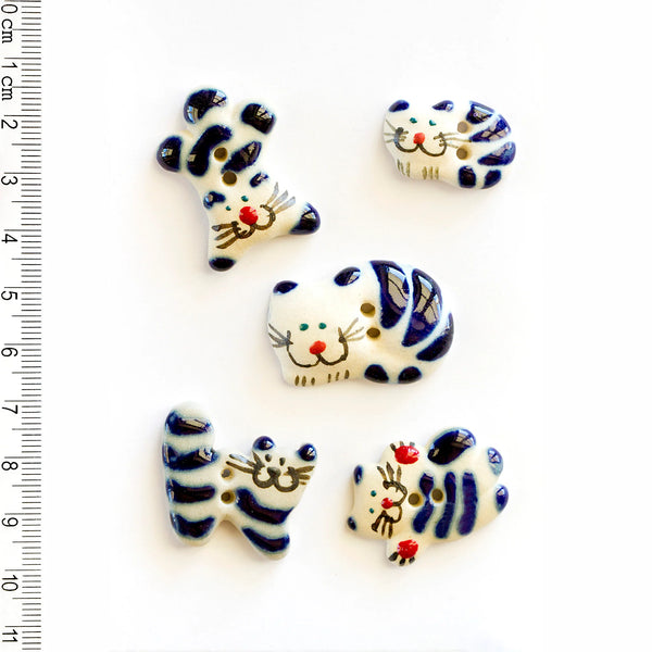 Incomparable Buttons - Black & White Cats - Card of 5