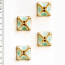 Incomparable Buttons - Square Aqua & Brown L373 - Card of 4